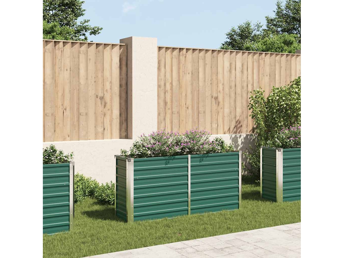 Vidaxl Canteiro Elevado De Jardim Aço Galvanizado 160x40x77 Cm Verde