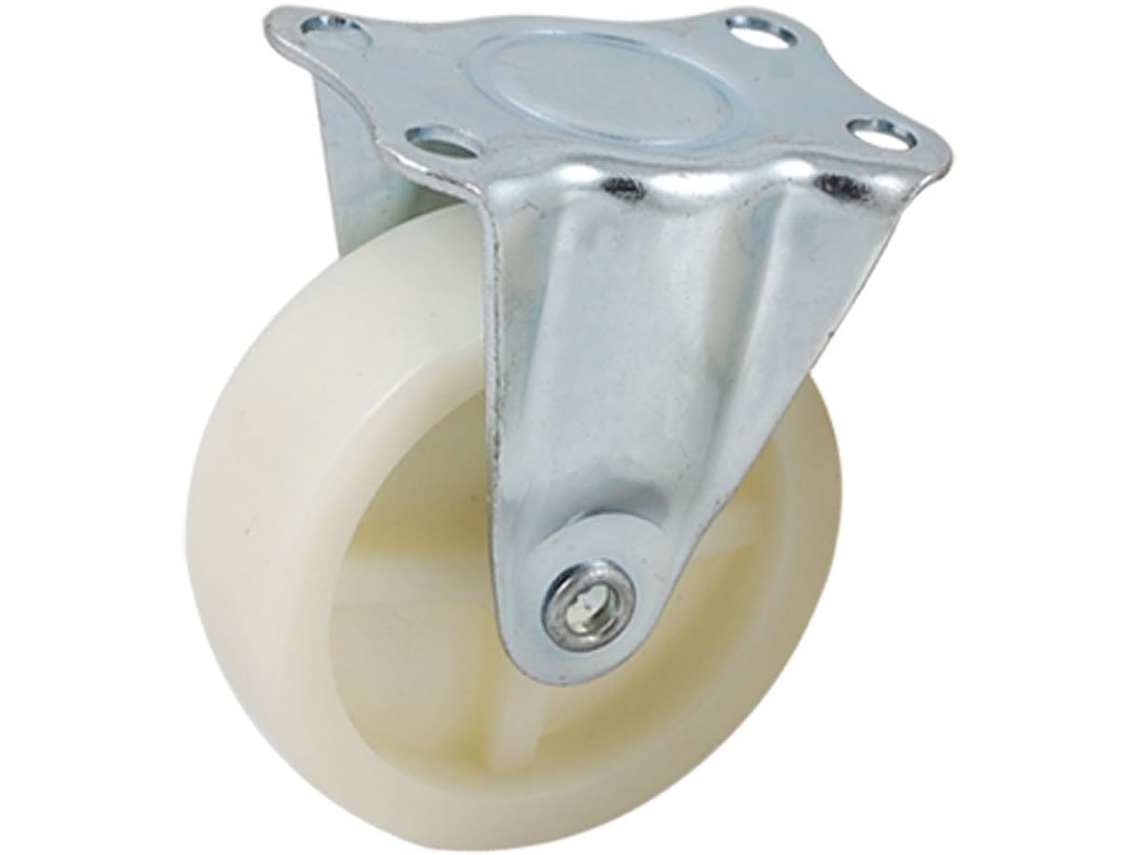 Rodízio Rígido Aexit De 7,6 Cm, Branco, Nylon, Fixa, Metal