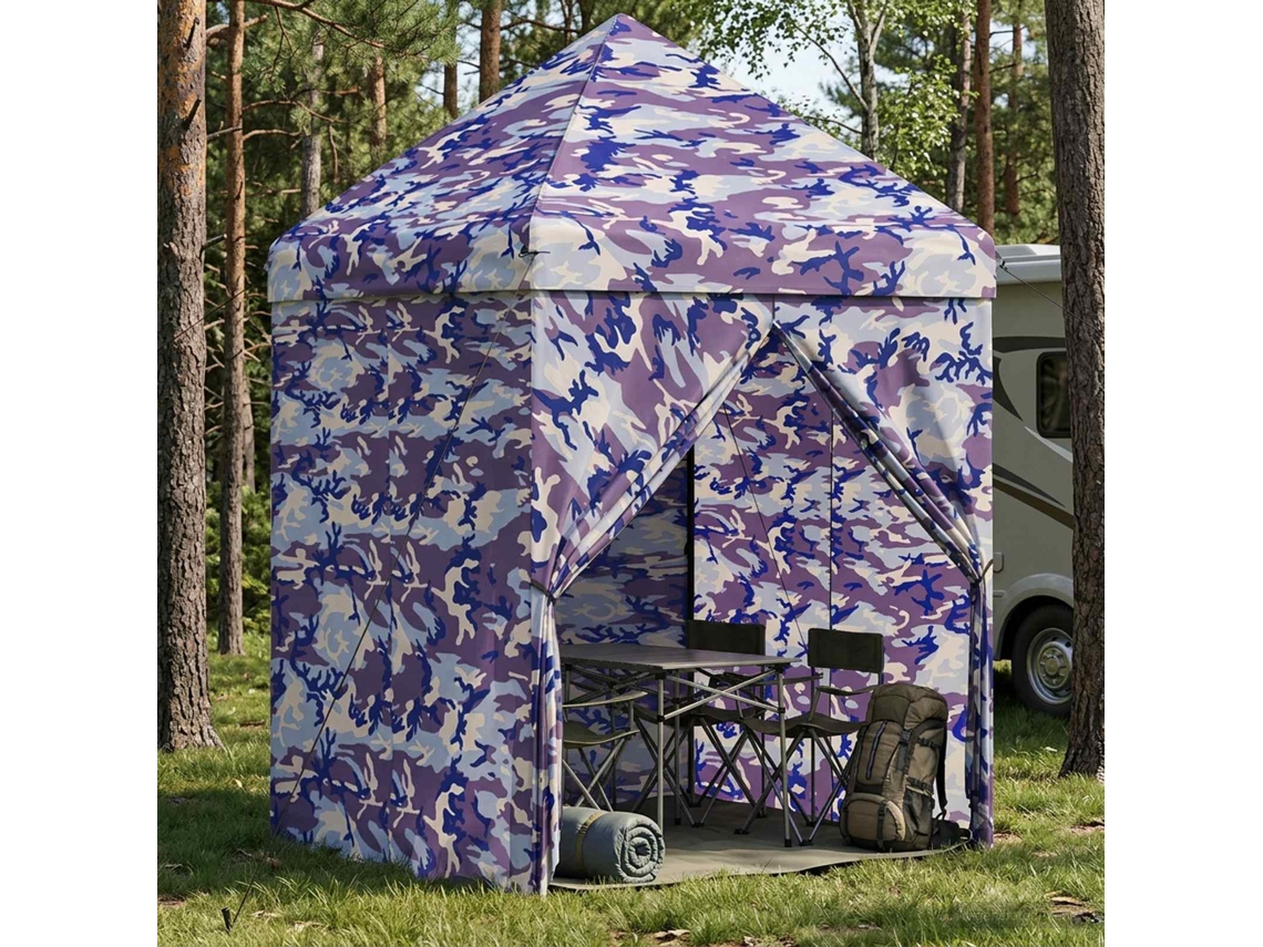 Vidaxl Gazebo Pop-up Com 4 Lateral 2 X 2 M Camuflagem Azul