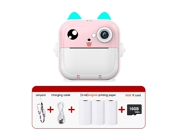 Máquina de fotos instantâneas Yizhood de 16 GB para crianças, 2,4 polegadas, com papel de impressão rosa para crianças