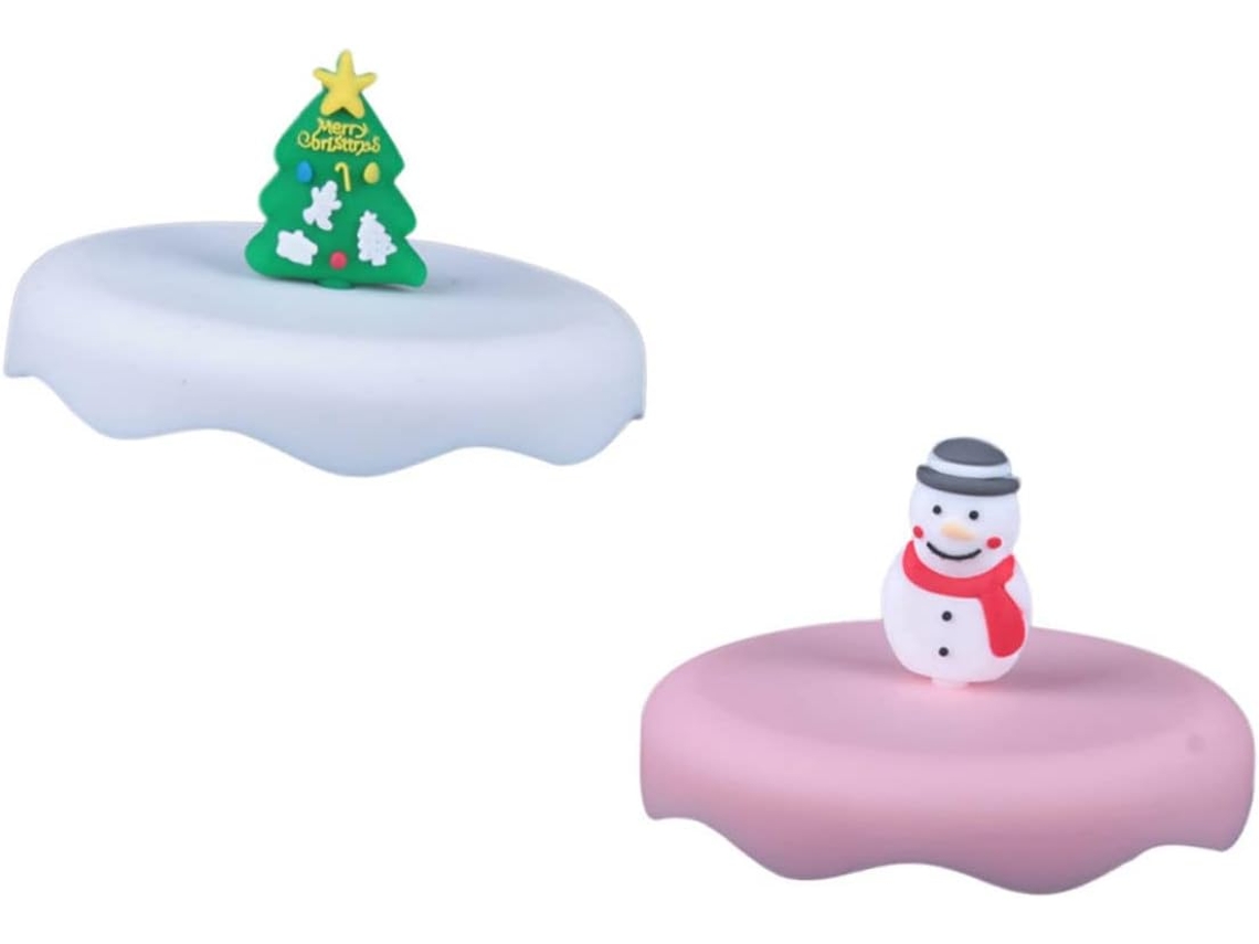 Conjunto De 2 Tampas De Silicone Para Copos, Tampas De Vidro Com Tema Natalino, Vedação Antivazamento Para Copos Conjunto De 2 Tampas D Gokoco