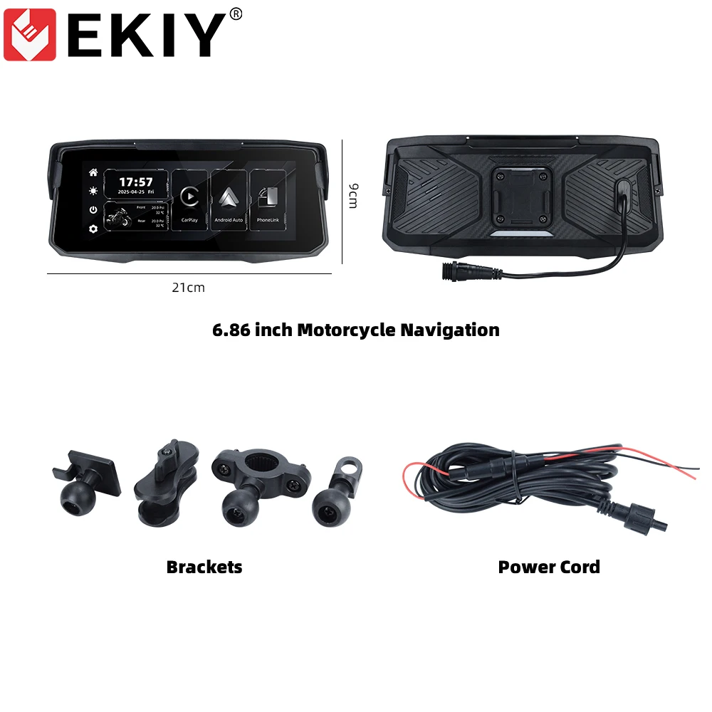 Painel De Instrumentos Para Motocicleta Com Gps De 6,86 Polegadas, Sem Fio, Carplay E Android Auto (m12)