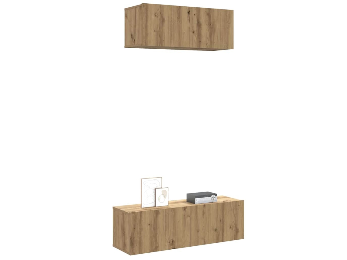 Vidaxl Conjunto De Armário Tv Parede 2 Pcs Madeira Carvalho Artisiano