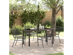 Vidaxl Conjunto De Jantar Para Jardim 5 Unid. Preto Vime Pe