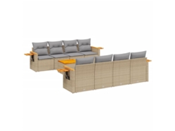 Conjunto de 9 Sofás para Jardim com Almofadões Vime Pe Bege MAISON EXCLUSIVE (90x200 cm)