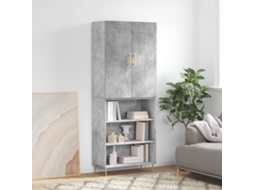 Vidaxl Armário Alto 69,5x34x180 Cm Derivados De Madeira Cinza Cimento