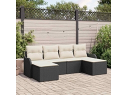 Vidaxl Conjunto De Sofá De Jardim Com Almofada 6 Pcs Preto E Branco