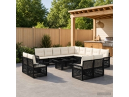 Vidaxl Conjunto De Sofá De Jardim 14 Unid. Preto E Branco Creme