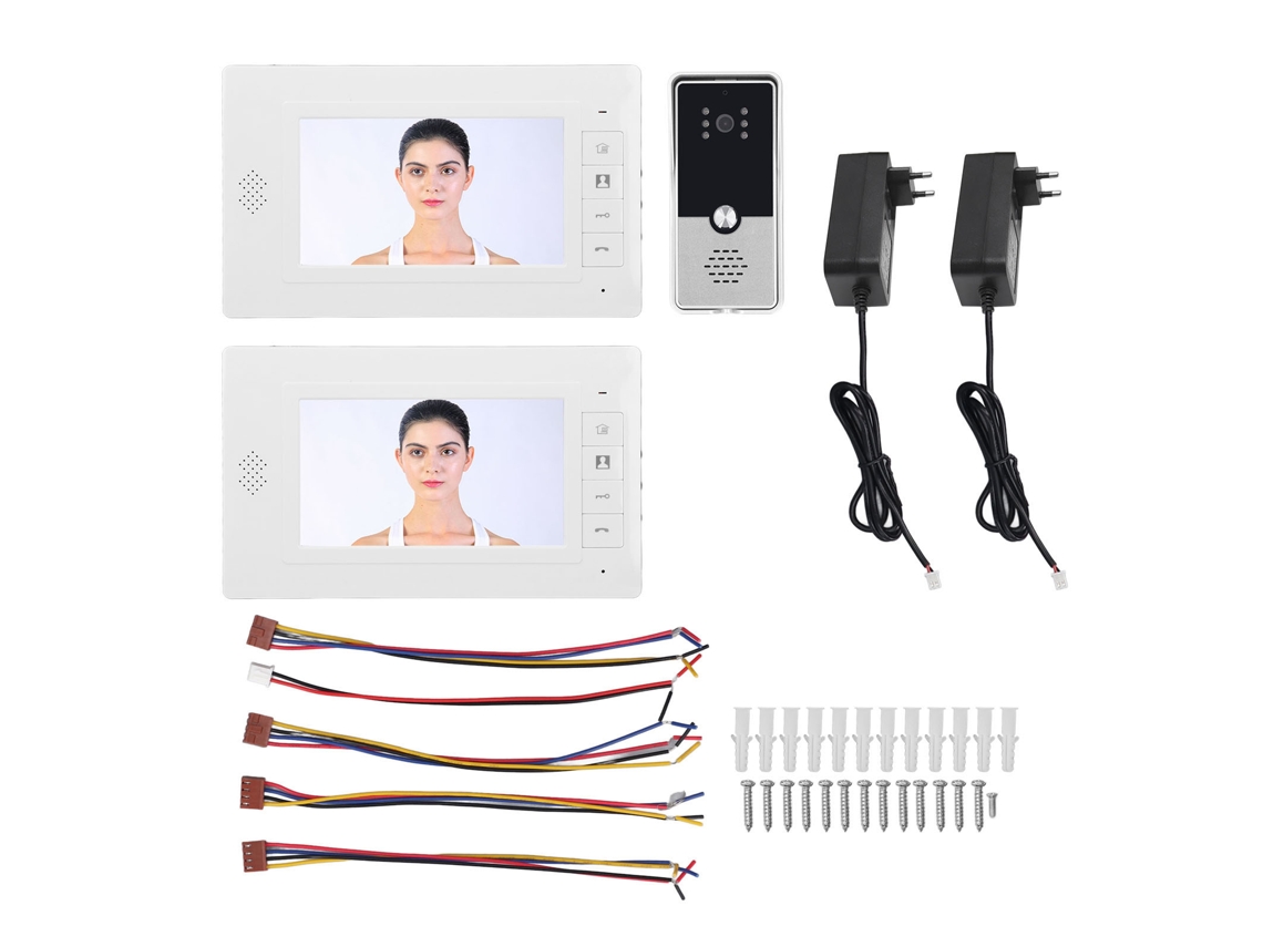 Sistema Intercomunicador Vídeo Fio 7 Polegadas Cam Night Vision