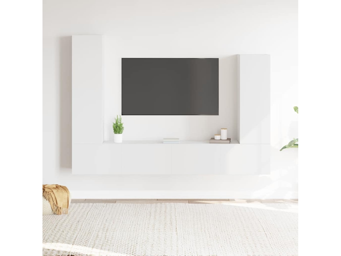 Vidaxl Conjunto Móveis De Tv 4 Pcs Madeira Processada Branco