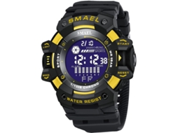 Lurelia Relógio Digital Masculino, Visor Digital, Led, Cronómetro, Alarme, Data/calendário, Aço Inoxidável, Tpu, Preto, Branco