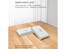 Luz Noturna Inteligente com Sensor Infravermelho Led Recarregável Wireless Tipo c Magnética