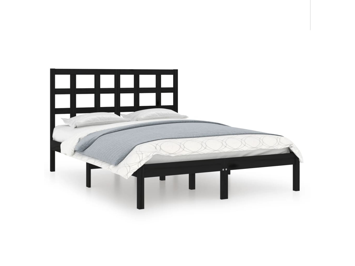Bed Frame, Bed Frames Vidaxl Preto Madeira (140 X 190 Cm)