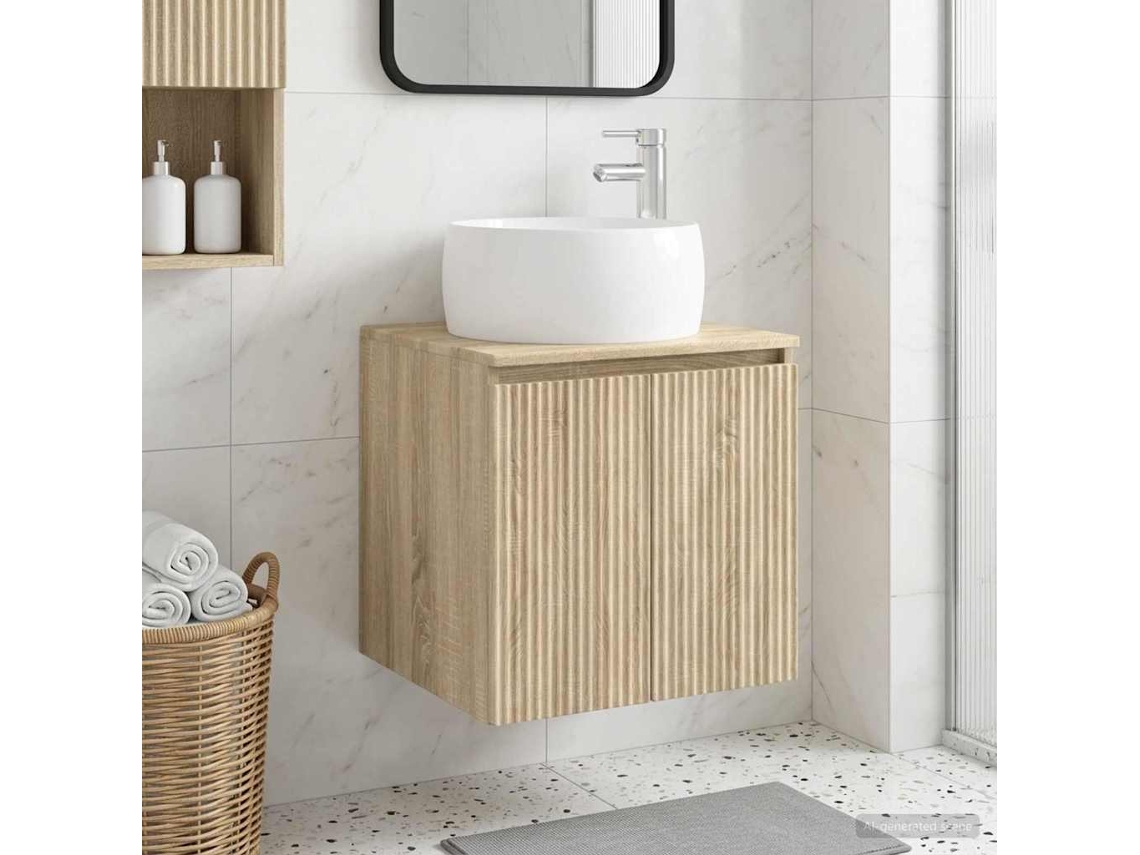 Vidaxl Vaidade Com Pia Suspensa Carvalho Sonoma 49,5 X 44,5 X 66 Cm