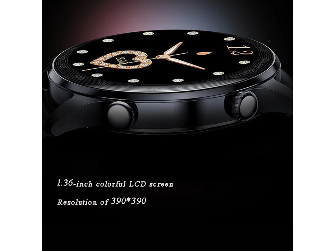 Smartwatch Com Monitor Frequência Cardíaca, Pressão Arterial, Passos, Dispositivos Bluetooth e Notificações, Preto, Yizhood