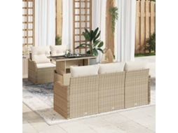 Vidaxl Conjunto De Sofá De Jardim 6 Unid. Bege Vime Pe