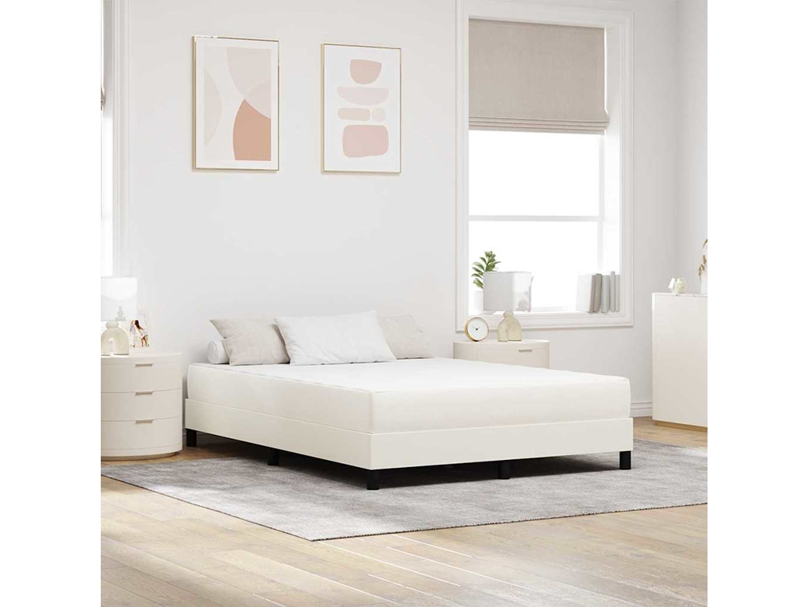 Vidaxl Colchão De Cama Com Colchão Creme 140 X 190 Cm Tecido