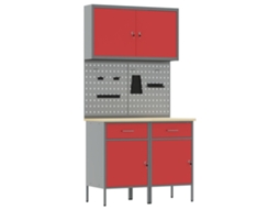Conjunto 5 De Banco De Trabalho Com Vidaxl Em Aço Vermelho