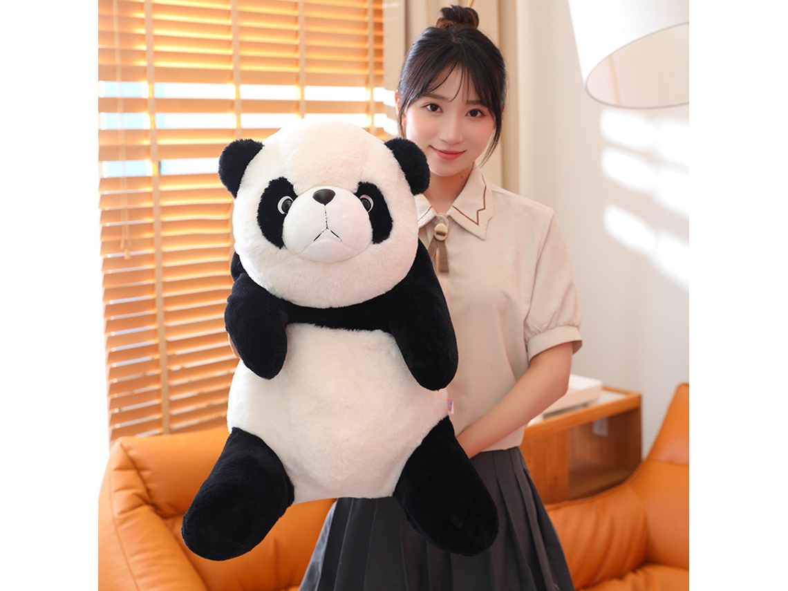 Panda de Pelúcia Pálpebra Dupla Caimi, Marrom e Branco CHABERLU