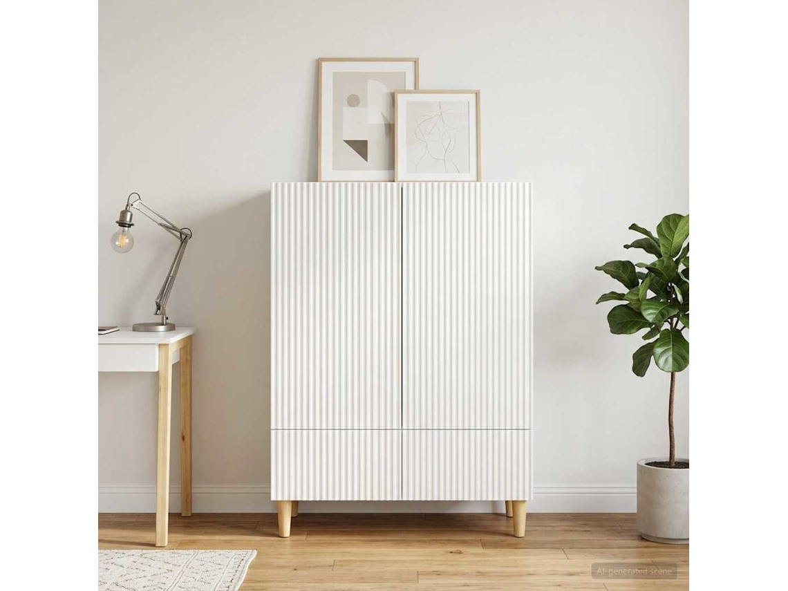 Vidaxl Buffet Branco Brilhante 66 X 34,5 X 95 Cm Derivados De Madeira