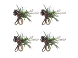 Conjunto de 4 Anéis de Guardanapos Decorativos de Natal para Mesa LAXISCREED