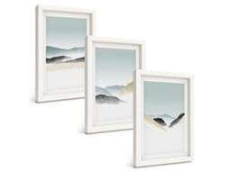 Galeria De Pinturas Murais Montanhas Minimalistas Em Tons Pastel Moldura Branca Fotos Para O Escritório Espelharte (3 Peças 20x30 Cm)
