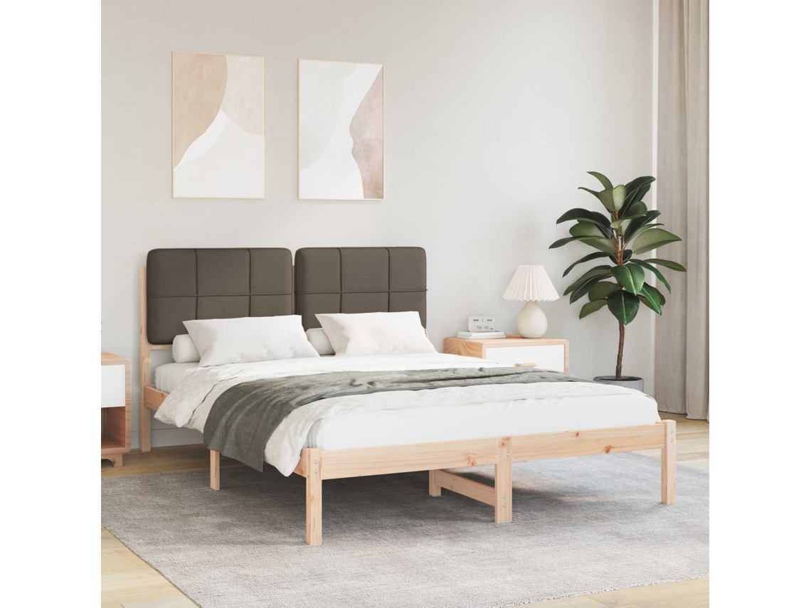 Vidaxl Estrutura De Cama Com Cabeceira Estofada Cinzento-acastanhado