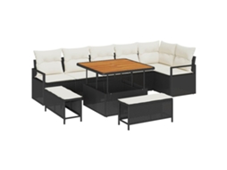 Maison Exclusive - Conjunto De Sofá De Jardim 9 Pcs Preto Rattan Sintético