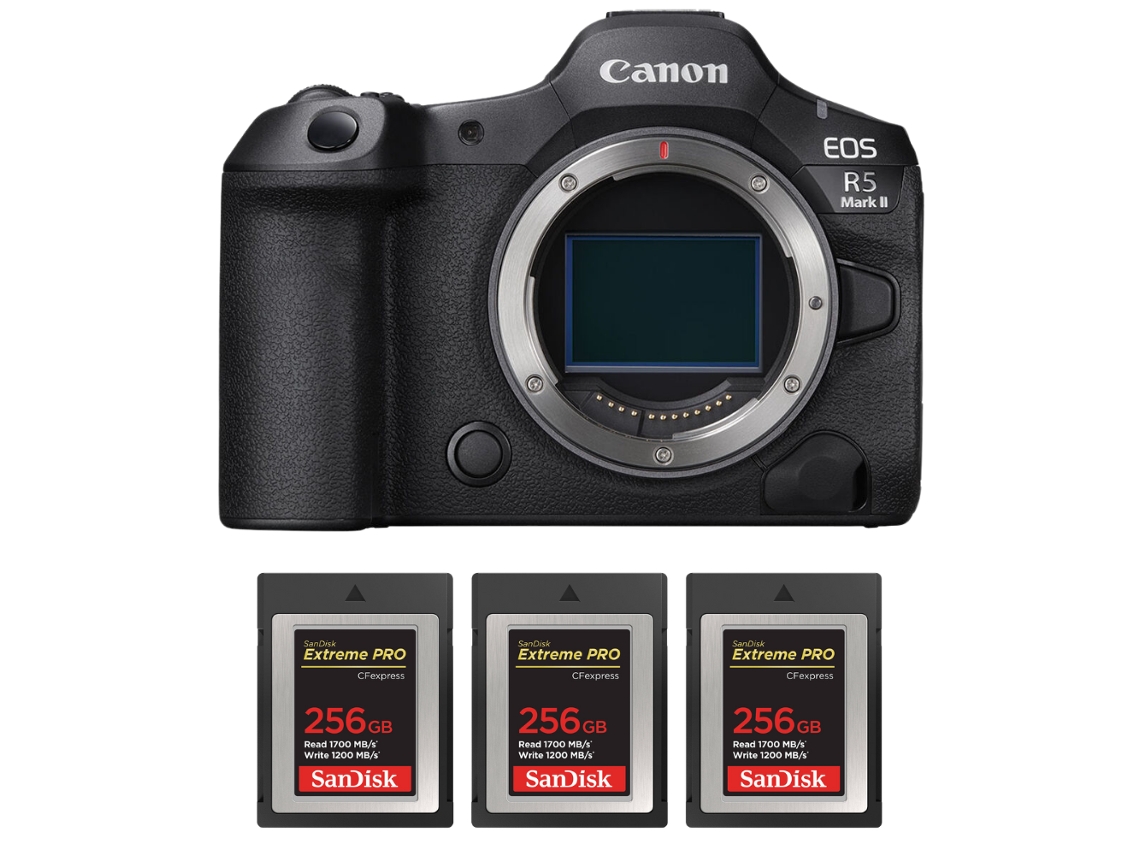 Eos R5 Mark Ii + 3 Sandisk 256gb Extreme Pro Cfexpress Type B + Ebook “20 Dicas para Fotos Que Impressionam” CANON