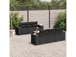 Vidaxl 7 Pcs Conjunto de Sofás P/ Jardim C/ Almofadões Vime Pe Preto