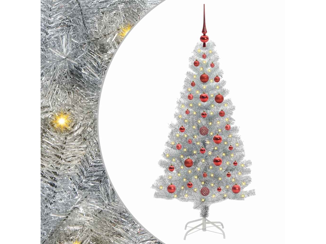 Árvore De Natal Artificial Com Led Vidaxl Prateado Plástico (120 Cm)