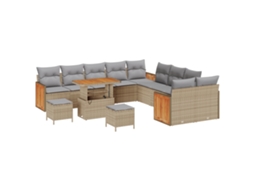 Conjunto 17 Móveis De Jardim Vidaxl Bege Vime Pe (289 X 283 X 85 Cm)
