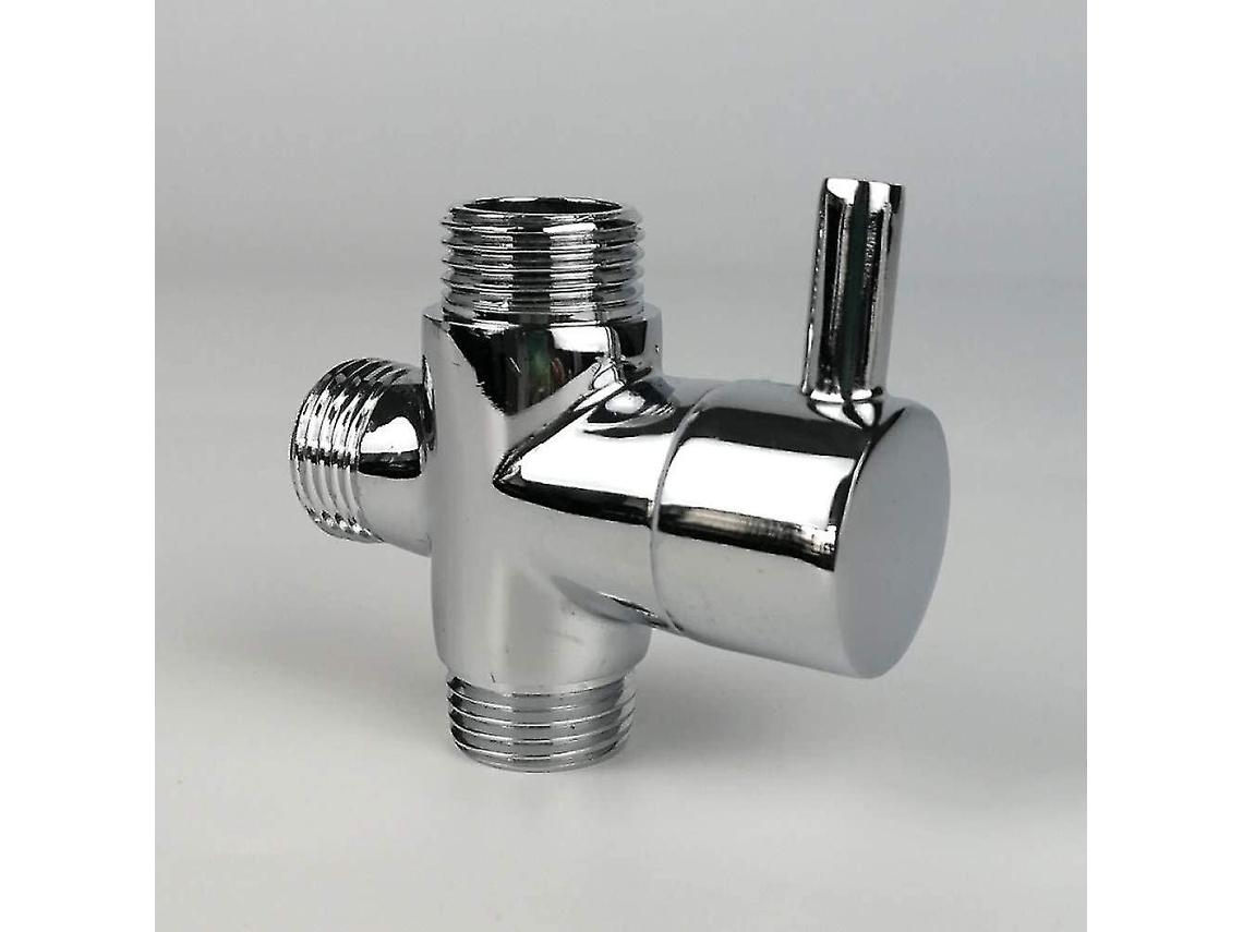 Válvula Desviadora de Cobre, Adaptador T Grifo G1/2 Macho, Accesorio de Ducha Baño, Desviador de Agua 3 Vías, Relleno Chrome 5 Capas