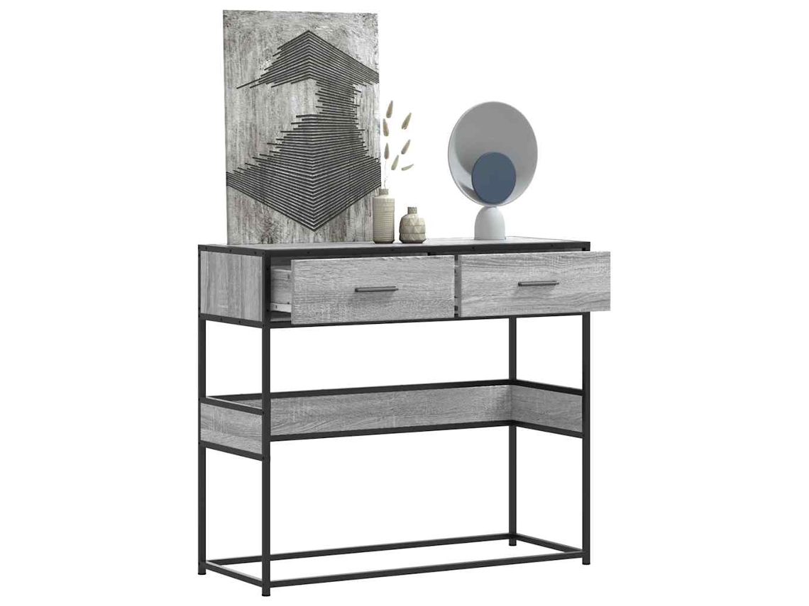 Vidaxl Mesa Consola 90x35x80 Cm Derivados De Madeira Cinzento Sonoma