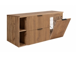 Conjunto Casa De Banho Com Cesto Para Roupa, 3 Módulos, Carvalho Craft / Puxadores Pretos, 120x57x46 Cm