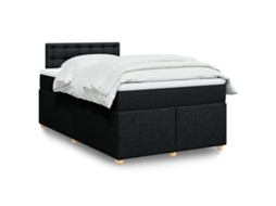 Cama Boxspring Com Colchão 120x190 Cm Tecido Preto