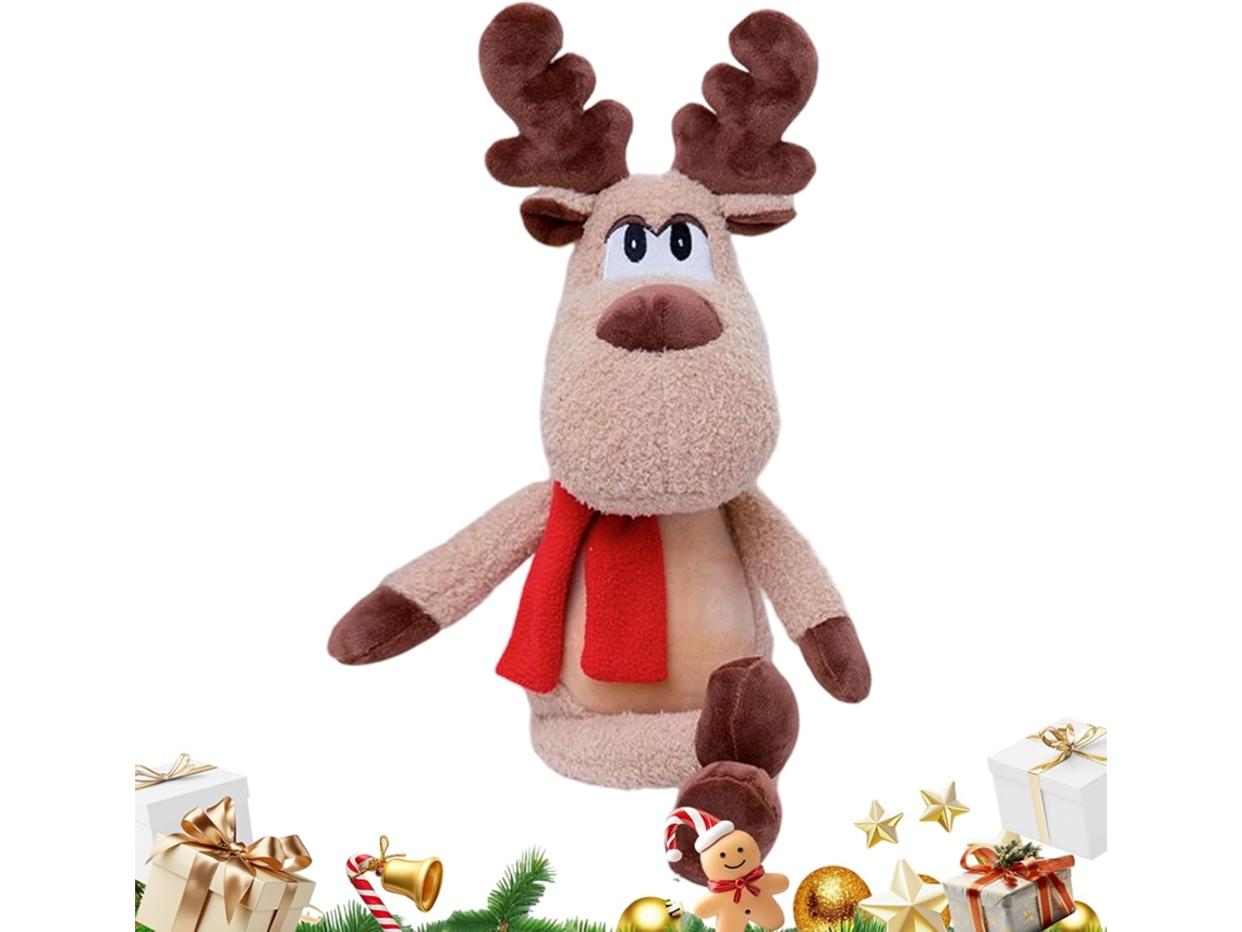 Rena De Natal Pelúcia Com Cachecol Vermelho, Brinquedo