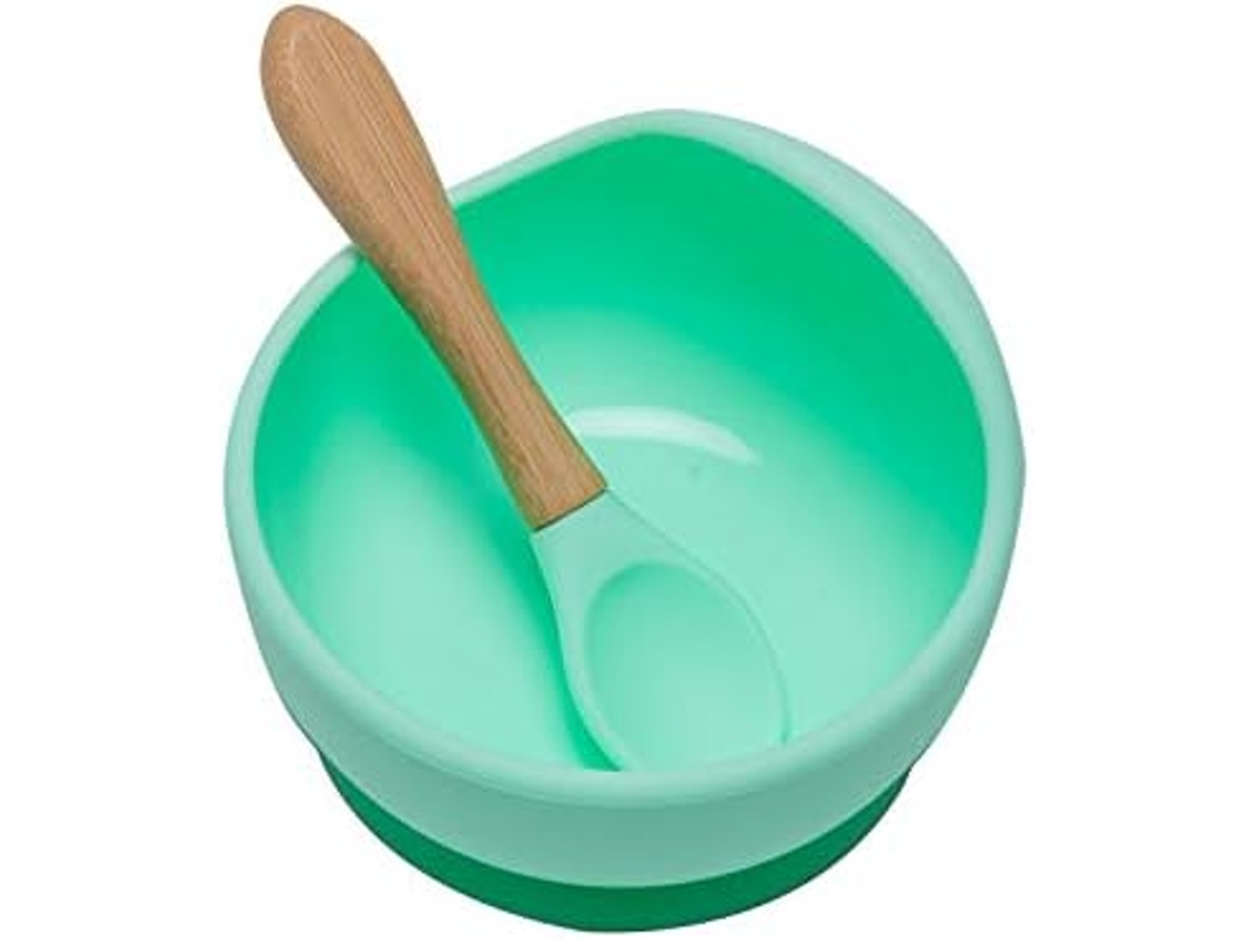 Tigela Para Bebê Com Ventosa De Silicone, Conjunto Com Colher, Livre De Bpa (menta)