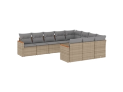 Conjunto de 10 Sofás para Jardim com Almofadões Vime Pe Bege MAISON EXCLUSIVE