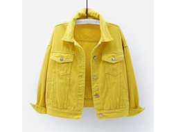 2026-chaqueta Vaquera Mujer Otoño Primavera Manga Larga Abrigo Warm Solido Wyf M Amarillo