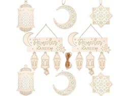 Pingentes de Madeira Para Decor Diy Muslim Festivais Eid E Ramadã