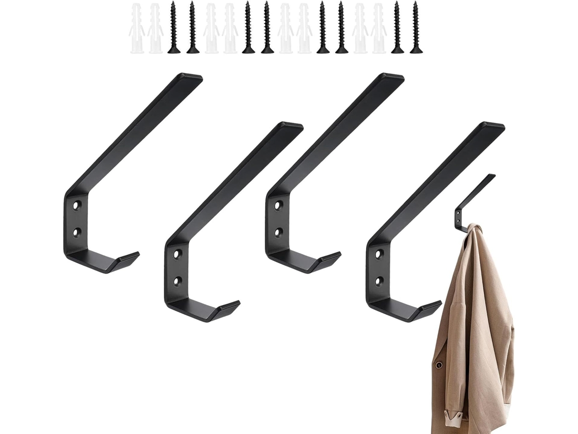 Conjunto De 4 Ganchos De Parede Em Aço Inoxidável - Design Funcional