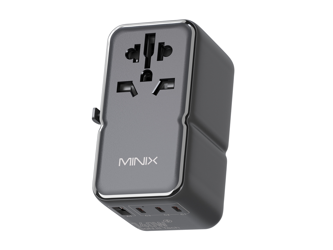Adaptador de Viagem com Carregamento Rápido Pd 140w, Portas Usb a e Usb c, Global Universal. EOOCOO