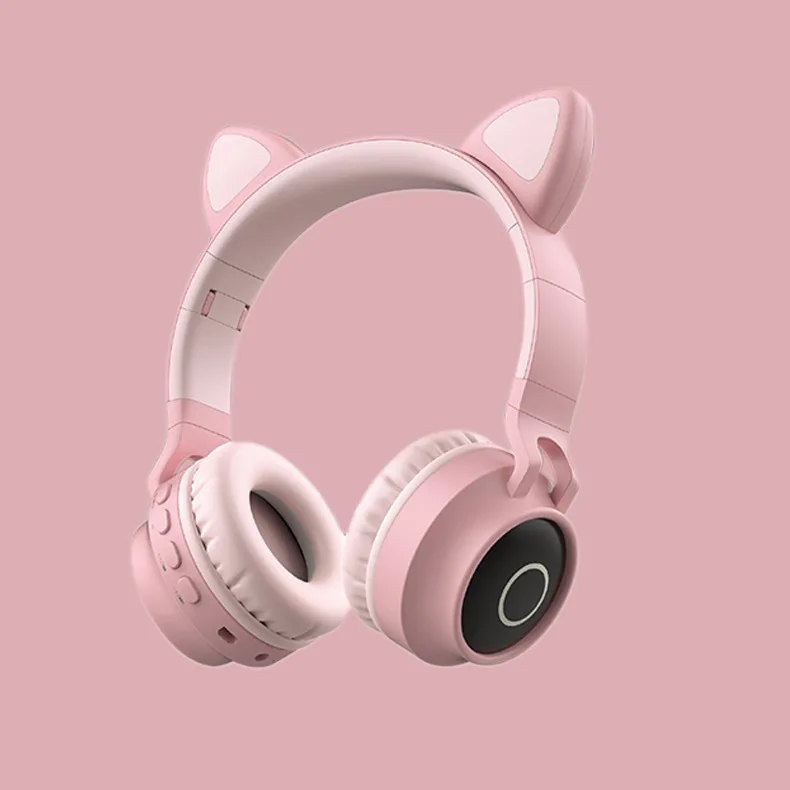 Fones De Ouvido Com Orelhas De Gato (rosa), Bluetooth, Sem Fio, Com Faixa De Luz Led E Microfone.