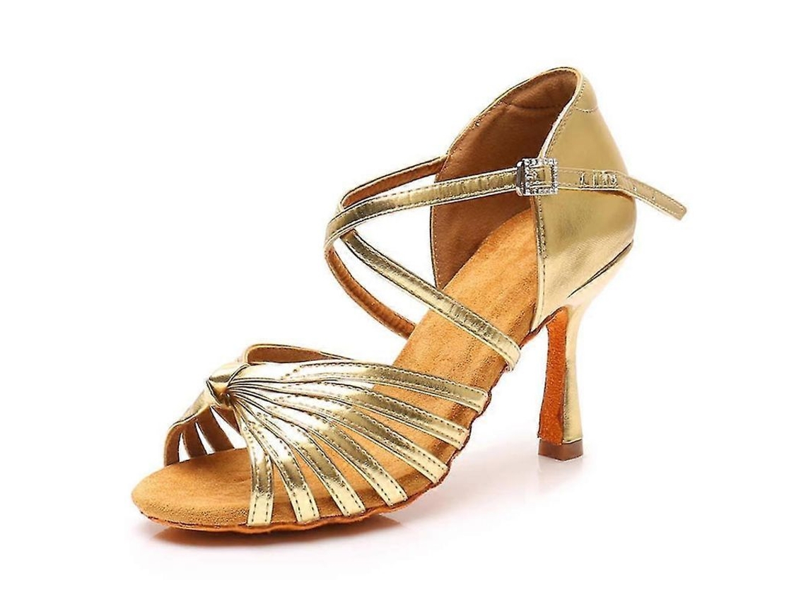 Sapatos de dança de salto alto para iniciantes, material resistente e antiderrapante, presente ideal ouro, 8 cm