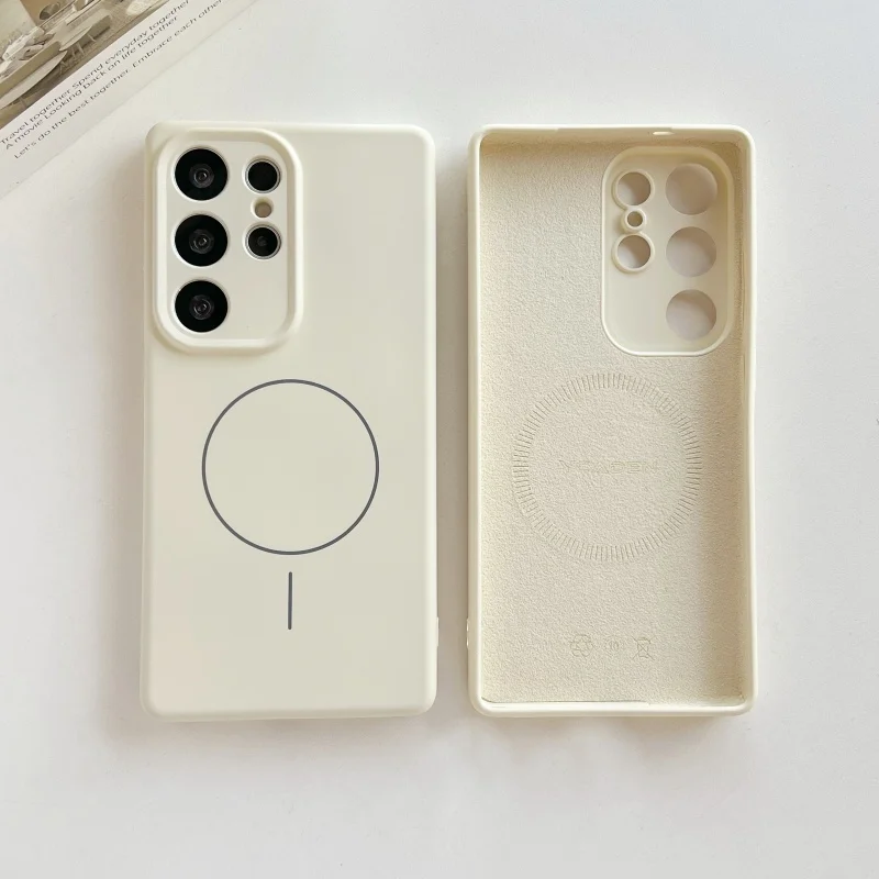 Capa Protetora Original De Silicone Líquido Magnético Para Galaxy S22 Branco, Capa Macia.