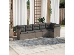 6 Pcs Conjunto Sofás De Jardim Com Almofadões Vime Cinza Dkd Home Decor