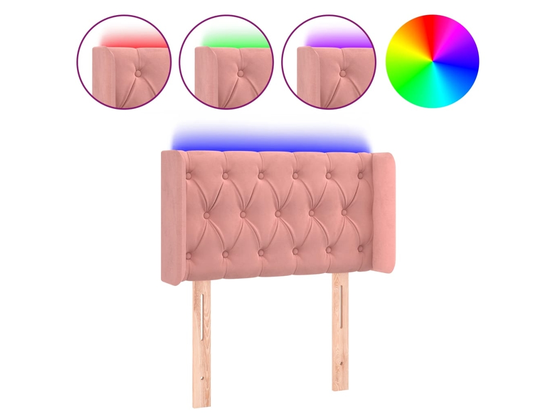 Led Headboard, Led Headboards Vidaxl Cor-de-rosa Veludo (83 X 16 X 78/88 Cm)