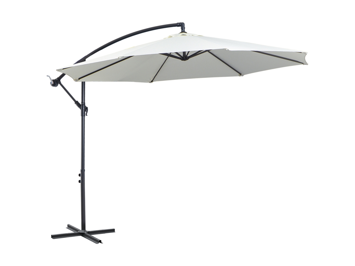 Guarda-sol Creme 300cm, Consola, Manivela, Poliéster.-kd