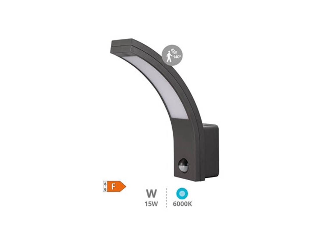 Aplique Led Tegar Com Sensor De Movimento 15w 6000k Cinza Antracite Gsc